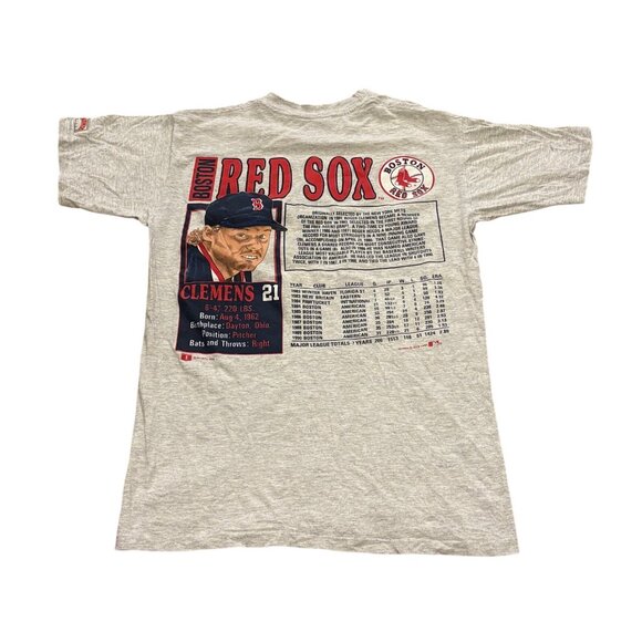 Vintage 1991 Nutmeg Boston Red Sox Roger Clemens Double Sided T-Shirt Medium - Picture 2 of 7